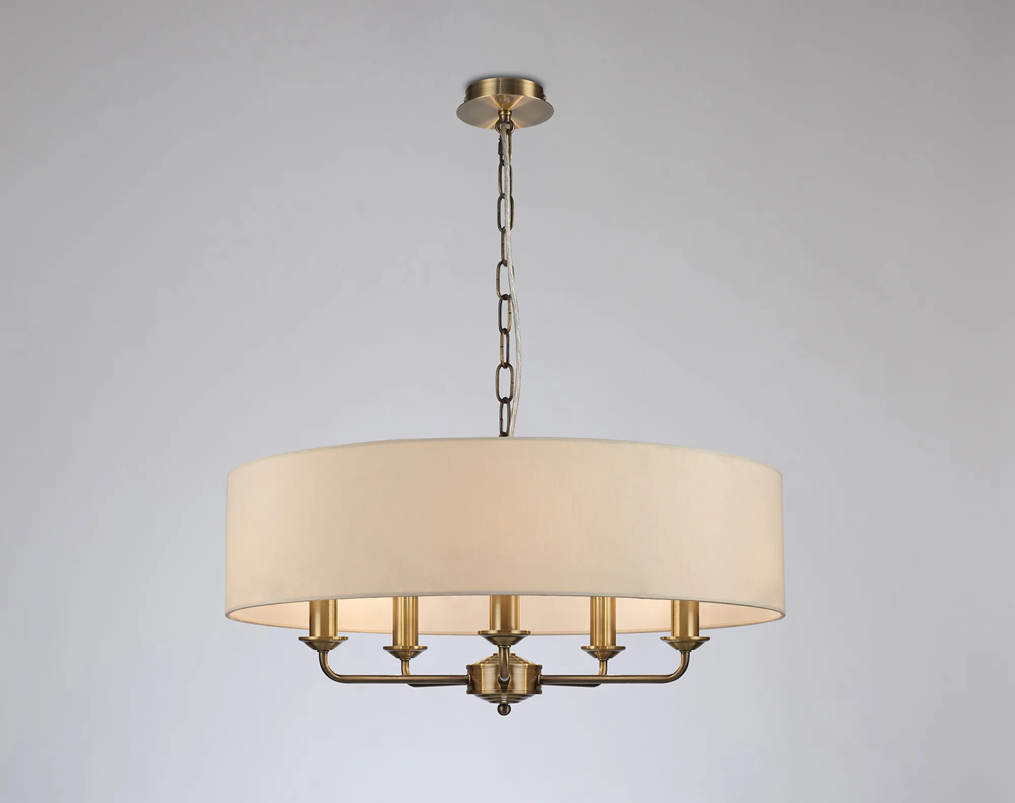 Banyan 60cm 5 Light Pendant Antique Brass, Ivory Pearl DK0037  Deco Banyan AB IV